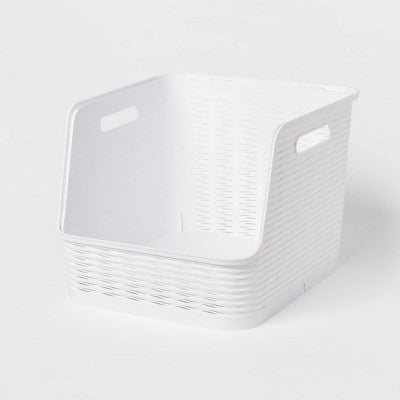 Wave Open Front Bin White - Brightroom: Stackable, 21L Capacity, Fits 13" Cube Storage System