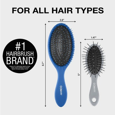 Conair Detangling Delight Cushion and Detangling Mini Cushion Value Pack Hair Brush - 2pk
