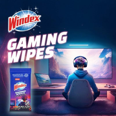 Windex Original Gaming All-Purpose Cleaners Wipes - 25ct: Resealable Bag, Streak-Free Surface, Removes Dust, Multi-Surface