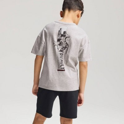 Boys' Short Sleeve Spider-Man Oversized Graphic T-Shirt Gray S