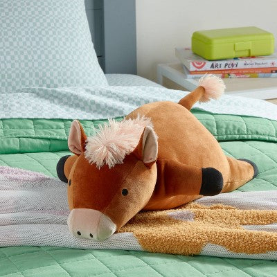 Horse Weighted Plush Kids' Throw Pillow Brown - Pillowfort