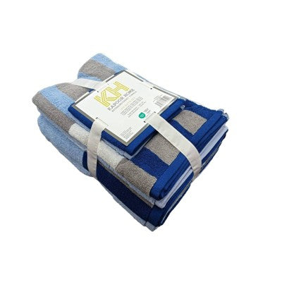 6pc Bath Towel Set Blue/Gray/White Striped - Kapoor Home