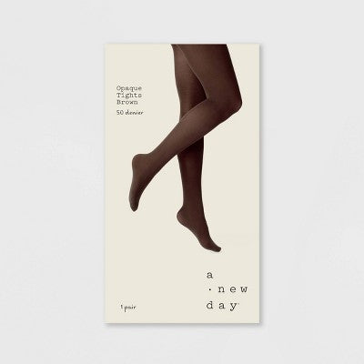 Women's 50D Opaque Tights - A New Day Brown L/XL