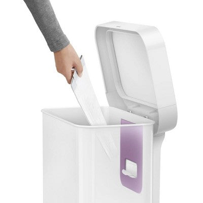 simplehuman 45L Kitchen Step Trash Can with Liner Pocket White Steel Garbage Can with Soft Close Lid (LOCAL PICKUP ONLY)
