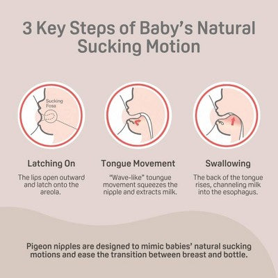 Pigeon Nurture & Nest Anti-colic Silicone Bottle Nipples with Latch-On Line - Level 4 - Fast Flow - 3pk