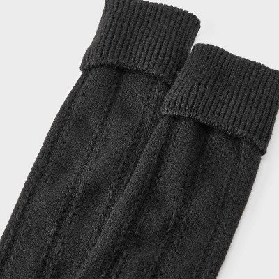 Women's Cable Super Soft Over the Knee Boot Socks with Foldover Cuff- Auden Black 4-10