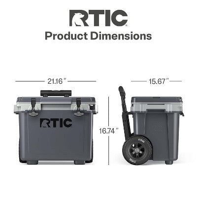 RTIC Outdoors 22qt Ultra Light Wheeled Hard Sided Cooler - Gray: Polypropylene Liner (LOCAL PICKUP ONLY)