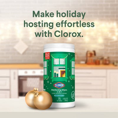 Clorox Fresh Lemon Scented Seasonal Disinfecting Wipes All Purpose Cleaners - 75ct/3 Value Pack