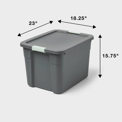 20gal Latching Storage Tote - Brightroom: Portable Gray Utility Tub with Lid, 20 Gallon Capacity, Universal Storage (LOCAL PICKUP ONLY)