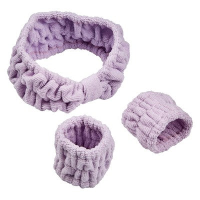 Conair Spa Headband and Wristlets - Lavender - 3pcs