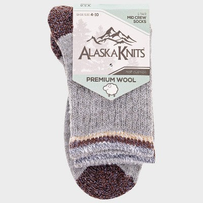 Alaska Knits Women's Kernel Textured Wool Blend Midweight Boot Socks - Gray 4-10