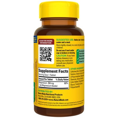 Nature Made Magnesium Oxide 250mgHealth Tablets - 100ct EXP 09/2027
