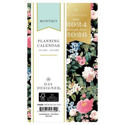 Day Designer 2024-25 Monthly Planner 6.125"x3.625" Stapled Les Fleurs