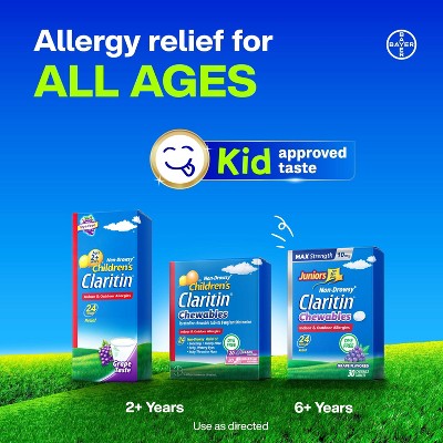 Claritin Children's 24-Hour Allergy Relief Chewables, Non-Drowsy, 5mg Loratadine, Bubblegum, Ages 2+ - 30ct