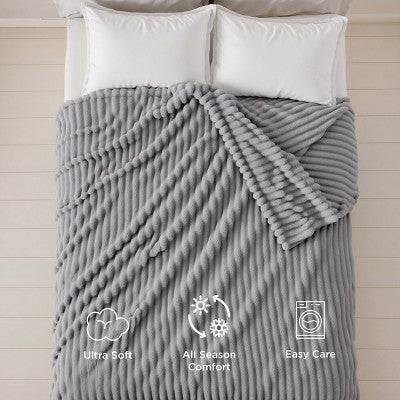 Bedsure Twin/Twin XL Plush Blanket Light Gray