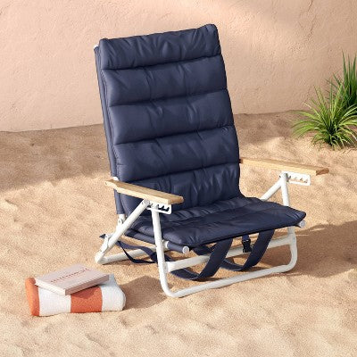 Padded Backpack Beach Chair Navy/Cream - Room Essentials (LOCAL PICKUP ONLY)