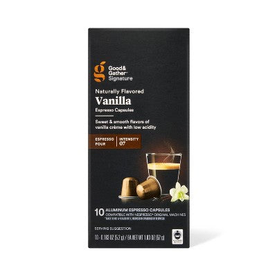 Signature Naturally Flavored Vanilla Espresso Pods Espresso Roast Coffee - 10ct - Good & Gather