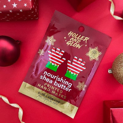Holler and Glow Holiday Themed Printed Nourishing Hand Masks - 0.6 fl oz/2pk