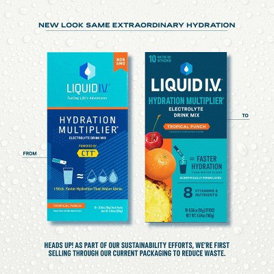 Liquid I.V. Hydration Multiplier Vegan Powder Electrolyte Supplements - Tropical Punch - 0.56oz/10ct