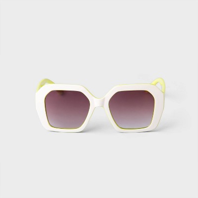 Women's Two-Tone Oversized Angular Square Sunglasses - A New Day Ivory