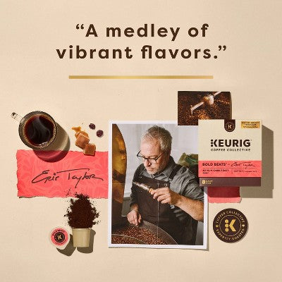 Keurig Coffee Collective Bold Beats Medium Dark Roast K-Cup Coffee Pods - 8ct: Arabica Beans, Caramel Flavor