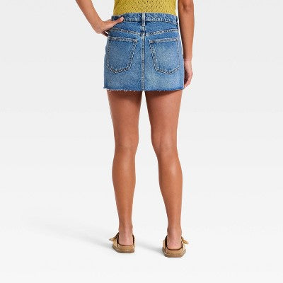 Women's Mid-Rise Micro Mini Jean Skirt - Universal Thread Vintage Medium Destroy 16