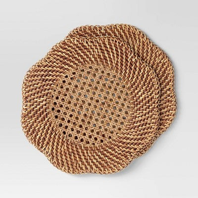 2pk Woven Charger Dark Walnut - Threshold
