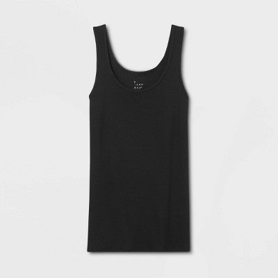 Women's Slim Fit Layered Tank Black Small