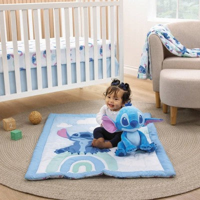 Disney 16" Stitch Stuffed Plush: Baby Blanket, Solid Pattern