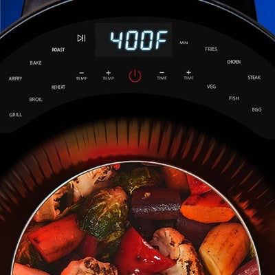 PowerXL Luminex 360 Supercharged Hot Air Fryer, Skylight Window, Fast Heat-up, 400 F in 2.4sec, Auto Shut Off &12 Quick Touch Presets