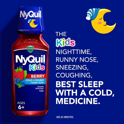 NyQuil Kids' Syrup - Dextromethorphan - Berry - 8 fl oz: Cold & Cough Treatment, Package Quantity: 1