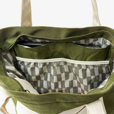 Thread Wallets Collapsible Utility Tote Bag - Dark Green/Cream