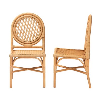 bali & pari Oxford Round Back Rattan Set of 2 Dining Chair Light Honey (LOCAL PICKUP ONLY)