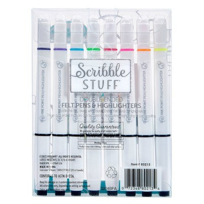 Scribble Stuff 8ct Doubled Ended Highlighter Marker/Fine Tip Pen
