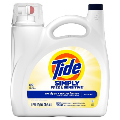 Tide Liquid Simply Laundry Detergent - Free & Sensitive - Unscented - 117oz