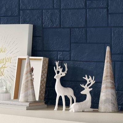 Christmas Sitting Deer White - Threshold