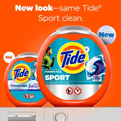 Tide Sport Power Pods HE Compatible Febreze Odor Eliminator Laundry Detergent Soap Pacs - 45ct