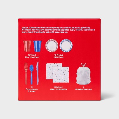 Disposable Tabletop Party Pack - Red White Blue - 97ct - up&up
