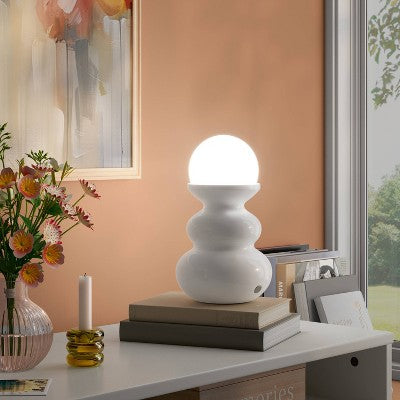 Mini Plastic Table Lamp with Glass Orb White - Room Essentials
