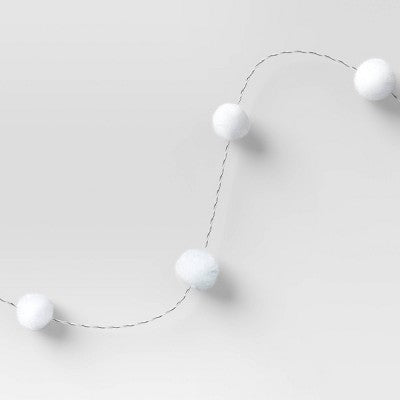 3pk 6' Pom Pom Christmas Tree Garland White - Wondershop