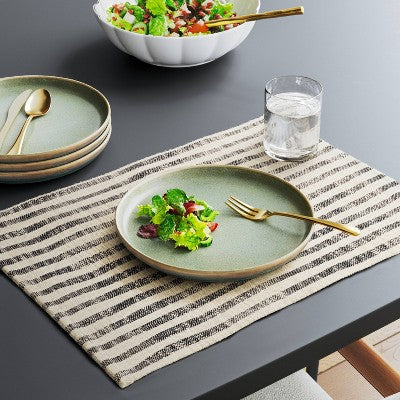 2pk Placemat Khaki/Black Striped - Threshold