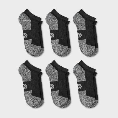 Boys' 6pk No Show Socks - All In Motion Black L