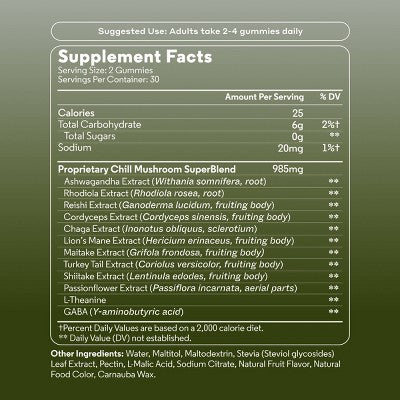NOON WORLD Chill Daily Functional Mushroom Gummies - Crisp Apple - 60ct