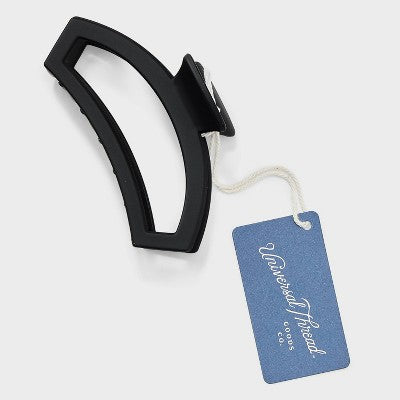 Open Crescent Claw Hair Clip - Universal Thread Black: Solid Plastic Hair Accessory for All Hair Types, 18+