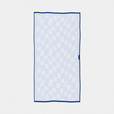 32"x62" Wavy Checkered Beach Towel Blue - Sun Squad