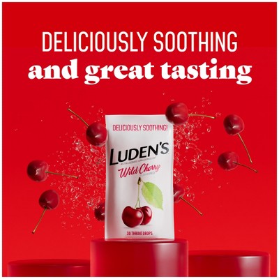 Luden's Soothing Throat Lozenge Drops for Sore & Irritated Throats - Wild Cherry - 30ct