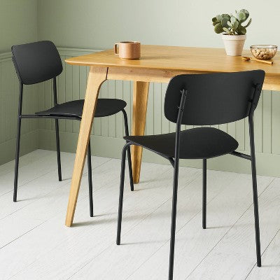 Set of 2 Molded Plastic with Metal Base Dining Chair Black - Room Essentials (LOCAL PICKUP ONLY)
