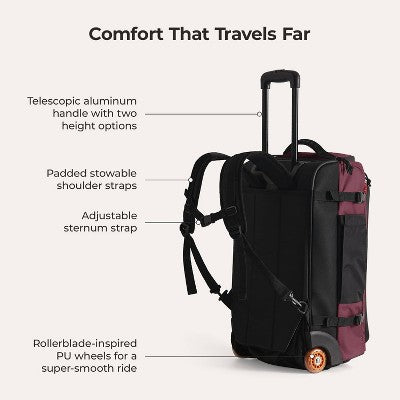 Bagsmart Blast 43L Roller Travel Backpack - Red Currant
