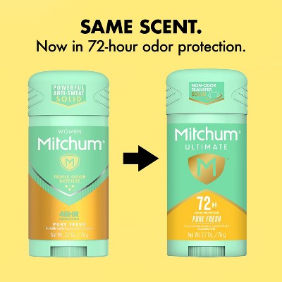 Mitchum Women's 72-Hour Solid Deodorant - Pure Fresh - 2.7 oz: Vegan, Under Arm, Antiperspirant
