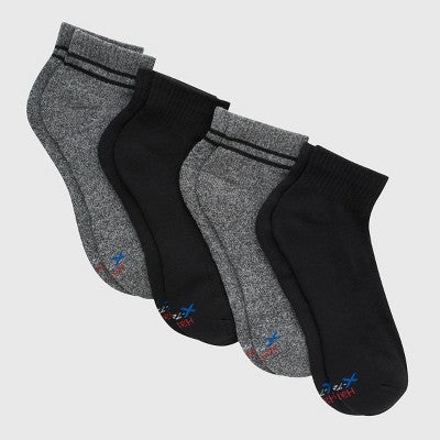 Hanes Premium Men's Comfort Fit Ankle Socks 4pk - Black/Gray 6-12: Arch Support, Moisture Wicking